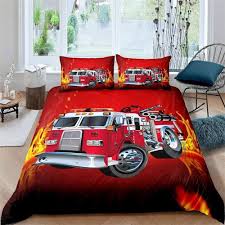 Röd Brandbil Sängkläder Set för Barn 135 x 200 cm