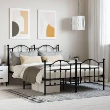 vidaXL Sängram i svart metall 140x190 cm med huvudgavel och fotgavel