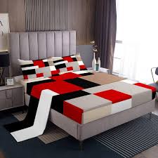 Geometriskt Sängset i Röd