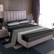 Randigt Lakan Set med Djup Ficka