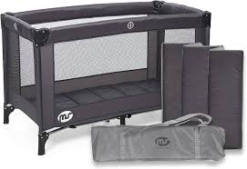 Vikbar Resesäng 120x60 cm med Madrass - Svart