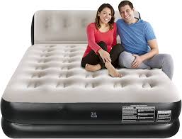 EKEPE Dubbel Uppblåsbar Madrass med Ryggstöd 202x152x45cm