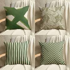 Set med 4 Gröna Geometriska Kuddfodral 45x45 cm