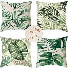 Gröna Utomhuskuddar med Blad - 4-pack 60x60 cm