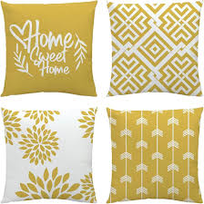 NIULAA Senapsgula Kuddöverdrag 45x45 - Set om 4