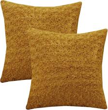 LOHDALOLF Senapsgula Kuddöverdrag i Fuskpäls