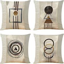 Etniska Kuddfodral 35x35 cm - Set med 4 Linne