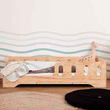 Smartwood TILA 1L Barnsäng 80x190 med Fallskydd - Mångsidig Montessori-säng