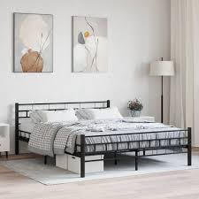 Sängram i stål 160x200 cm - Dubbelbädd i svart